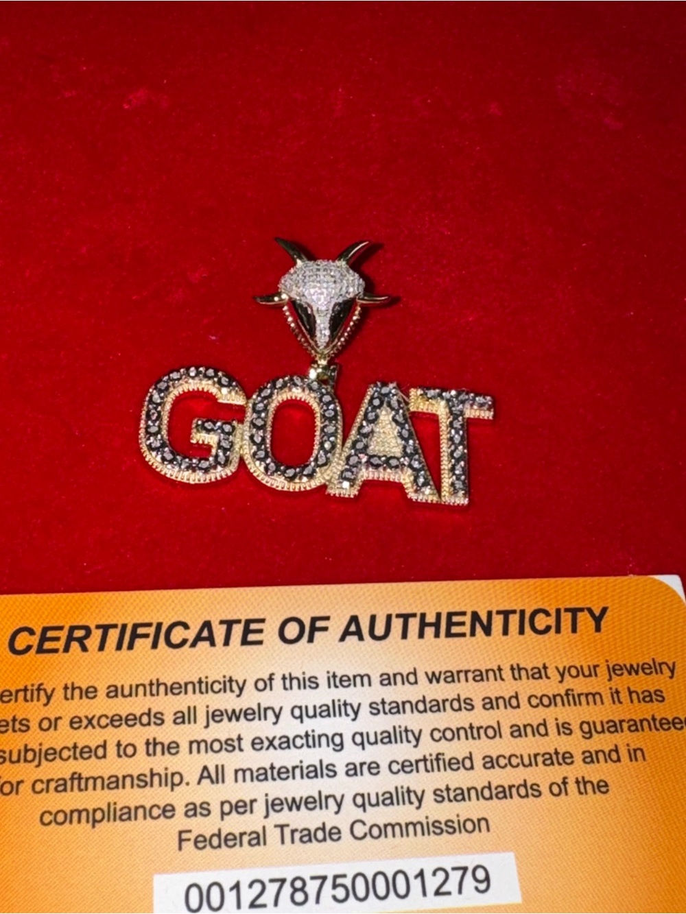 14k Yellow Gold Vermeil, 1ct Genuine Natural Diamond GOAT pendant FREE APPRAISAL